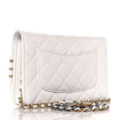 Chanel Lambskin Quilted Coco Clips Wallet On Chain WOC White 2 of 10