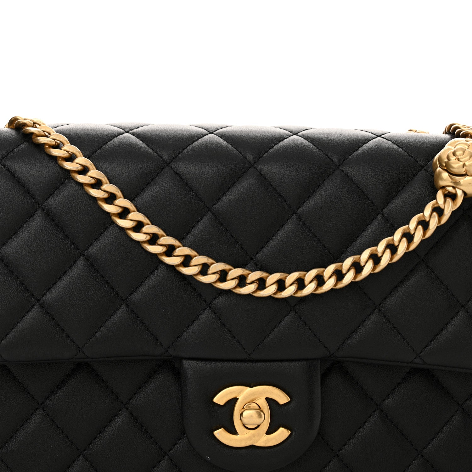 Chanel Lambskin Quilted Small Sweet Camellia Flap Black 8 of 11