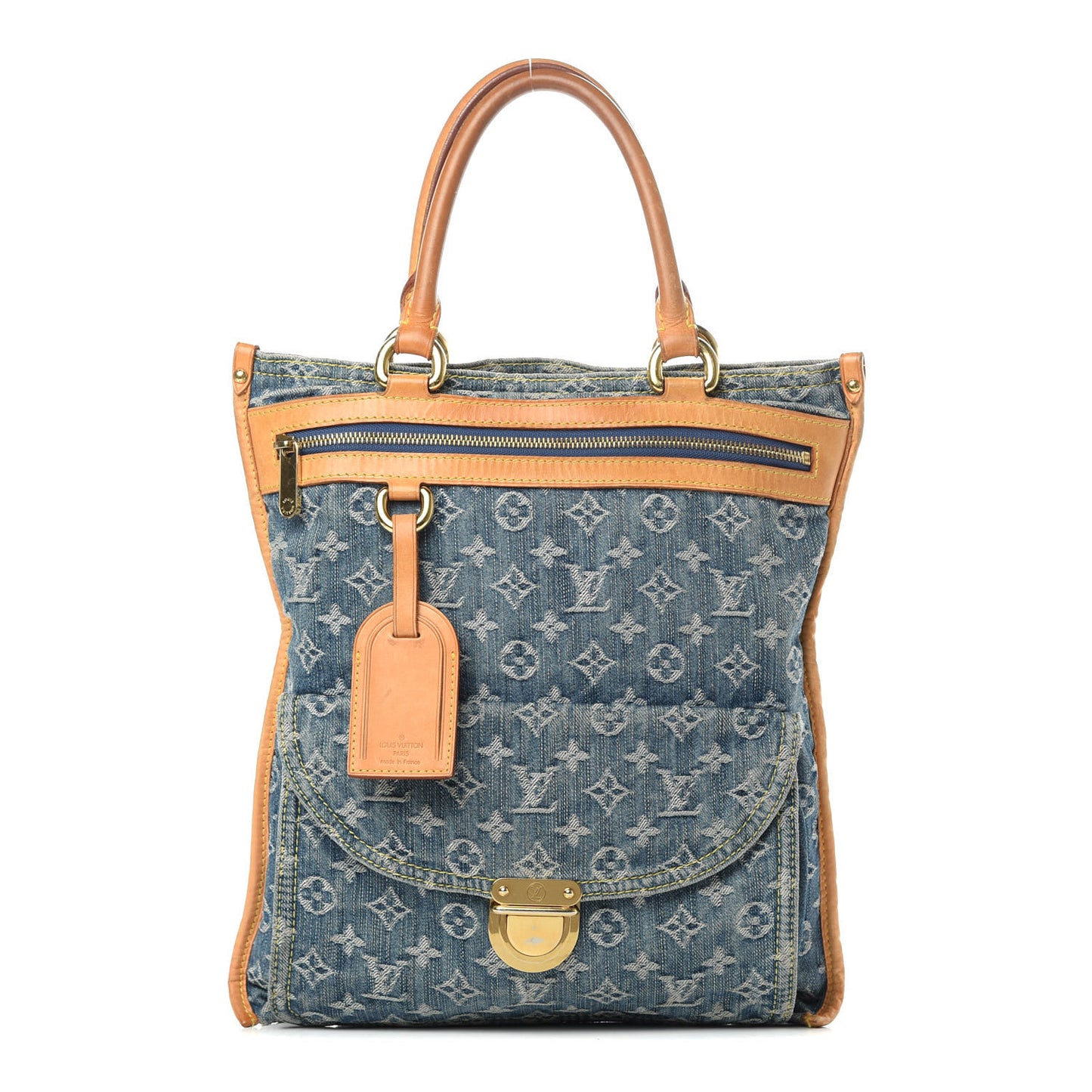 Monogram Denim Sac Plat Blue