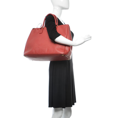 Prada Saffiano Large Galleria Double Zip Tote Fuoco 2 of 17