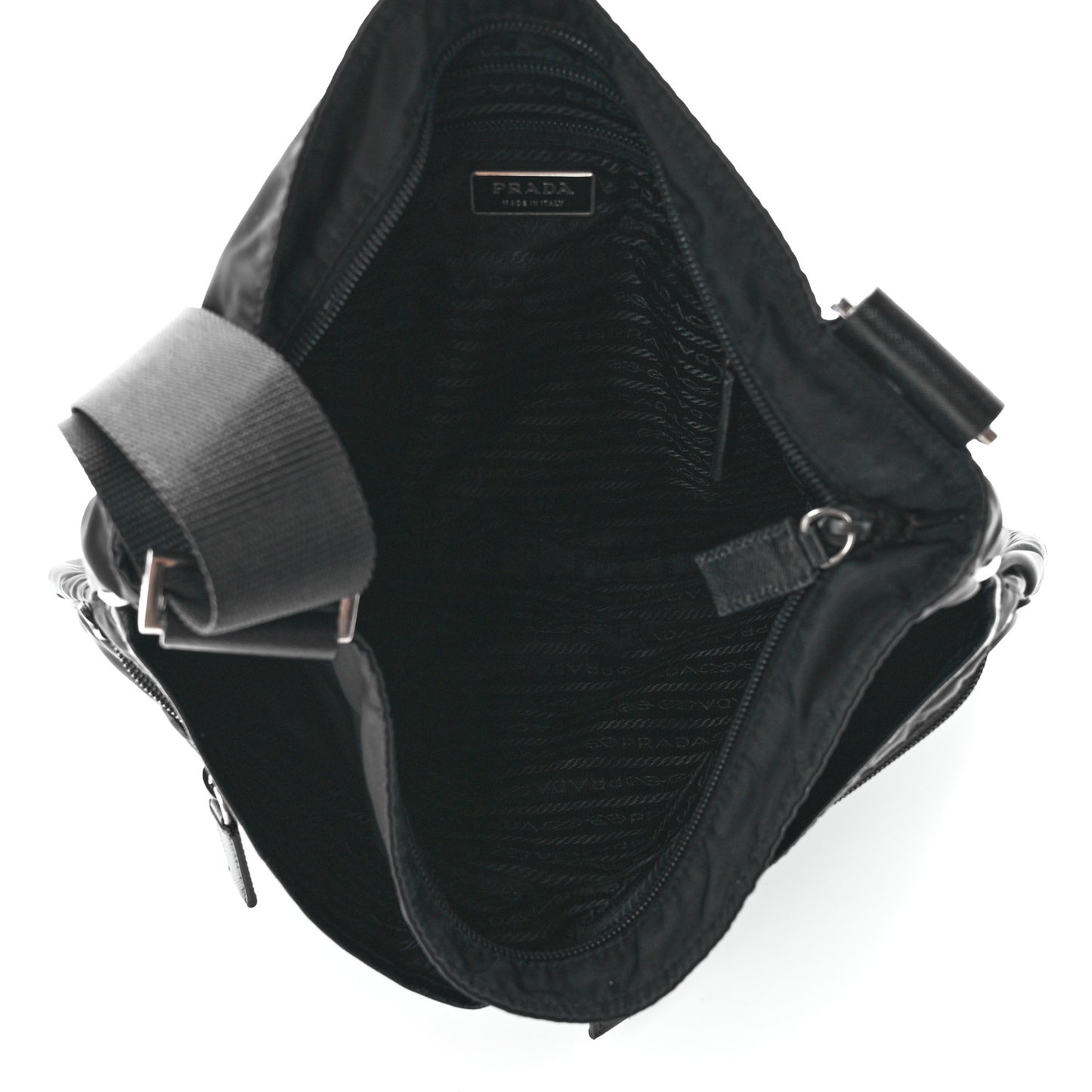 Nylon Flat Messenger Bag Black