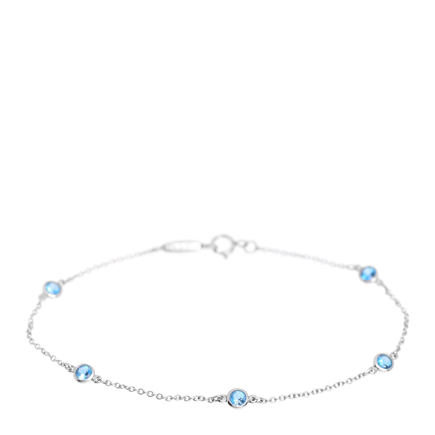 Tiffany Platinum Aquamarine Elsa Peretti Color By The Yard 5 Station Bracelet 1 of 4