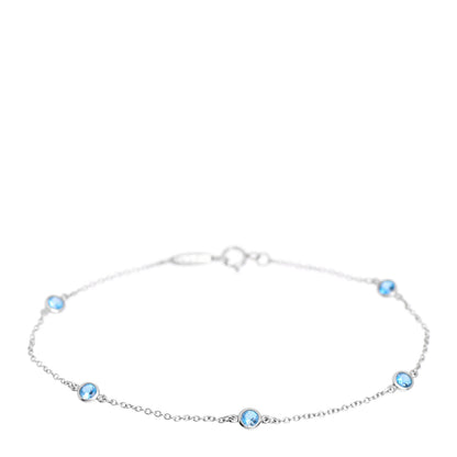 Tiffany Platinum Aquamarine Elsa Peretti Color By The Yard 5 Station Bracelet 1 of 4
