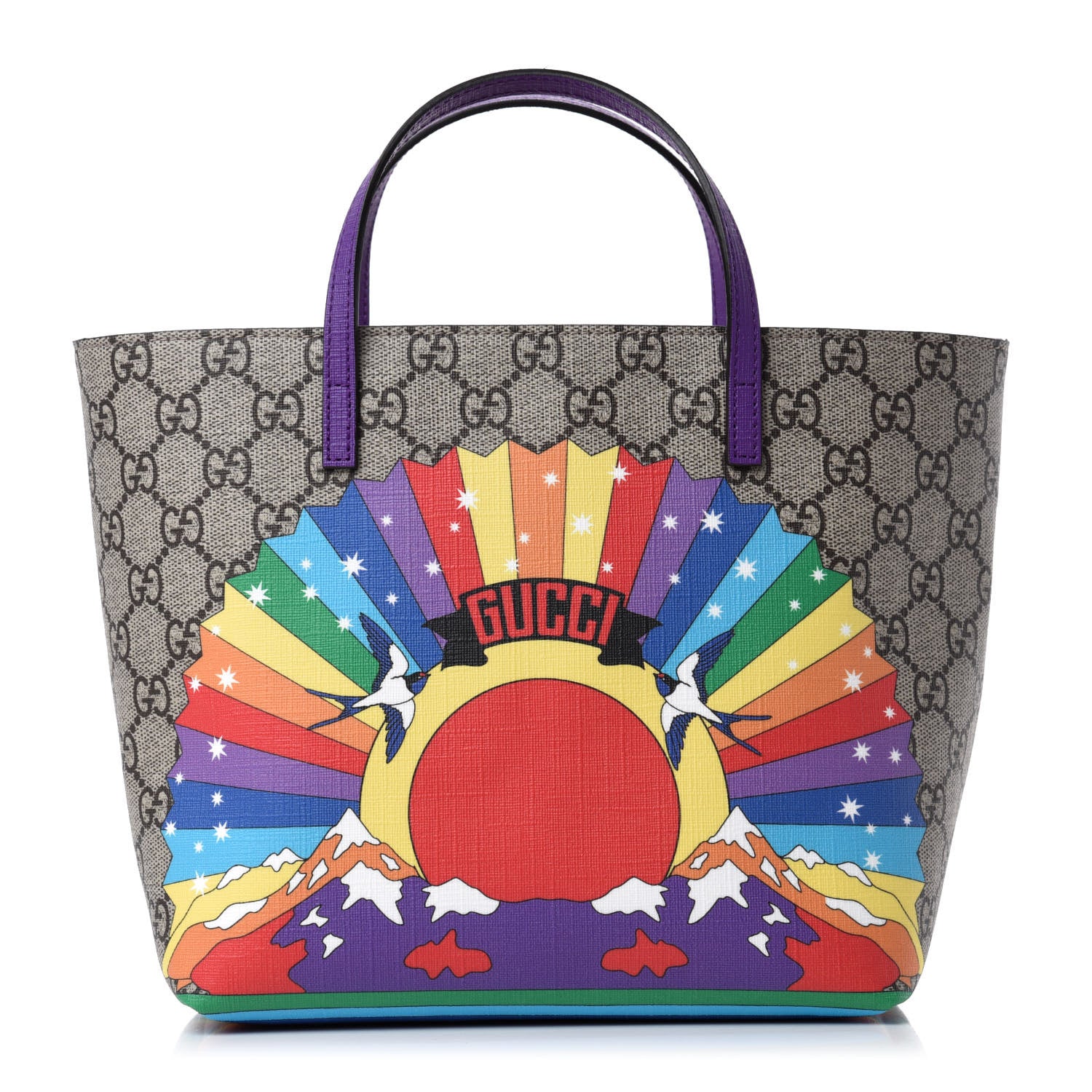 Gucci GG Supreme Monogram Childrens Rainbow Birds Tote 1 of 10
