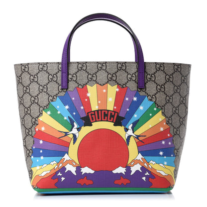 Gucci GG Supreme Monogram Childrens Rainbow Birds Tote 1 of 10