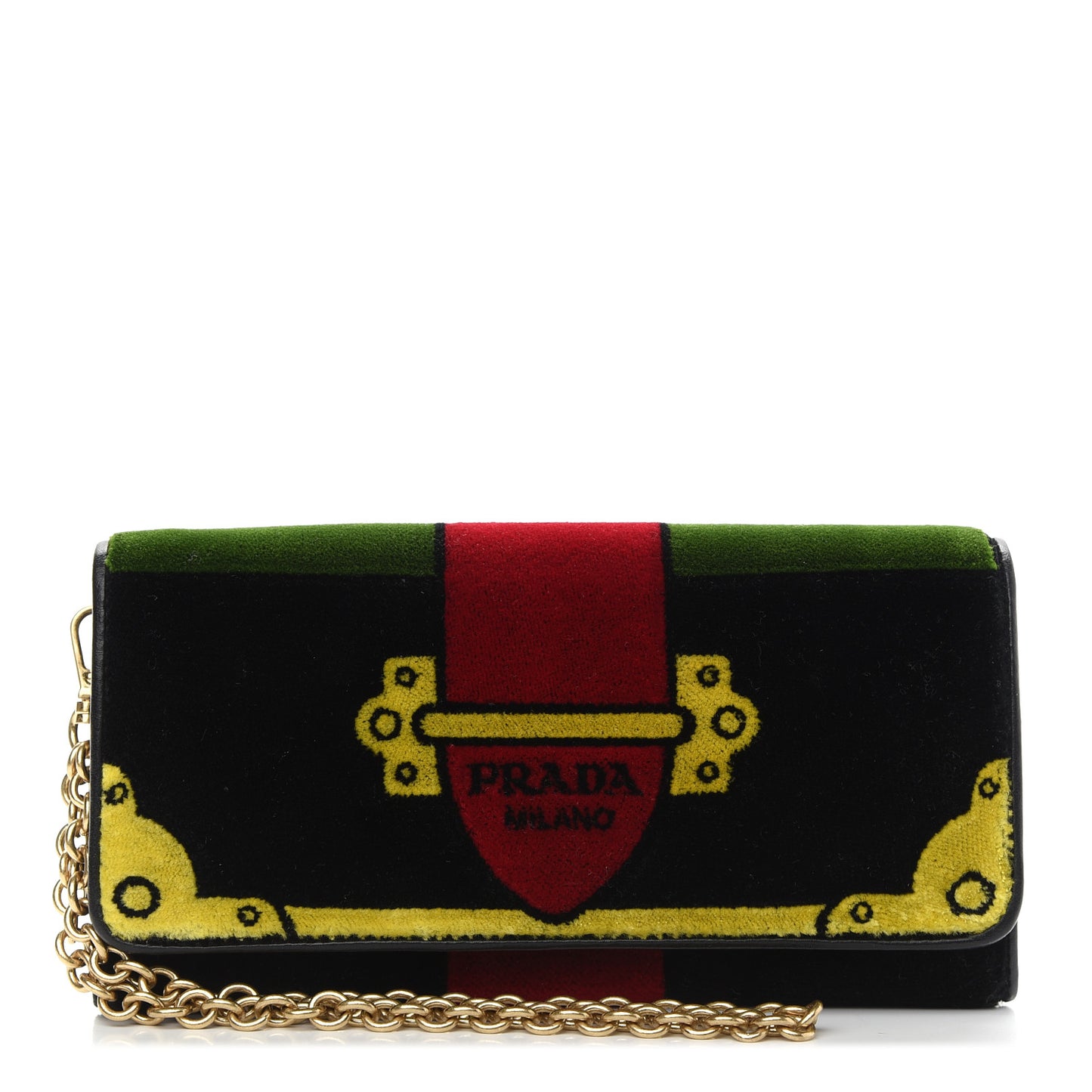 Velluto Ricamo Cahir Chain Wallet Black