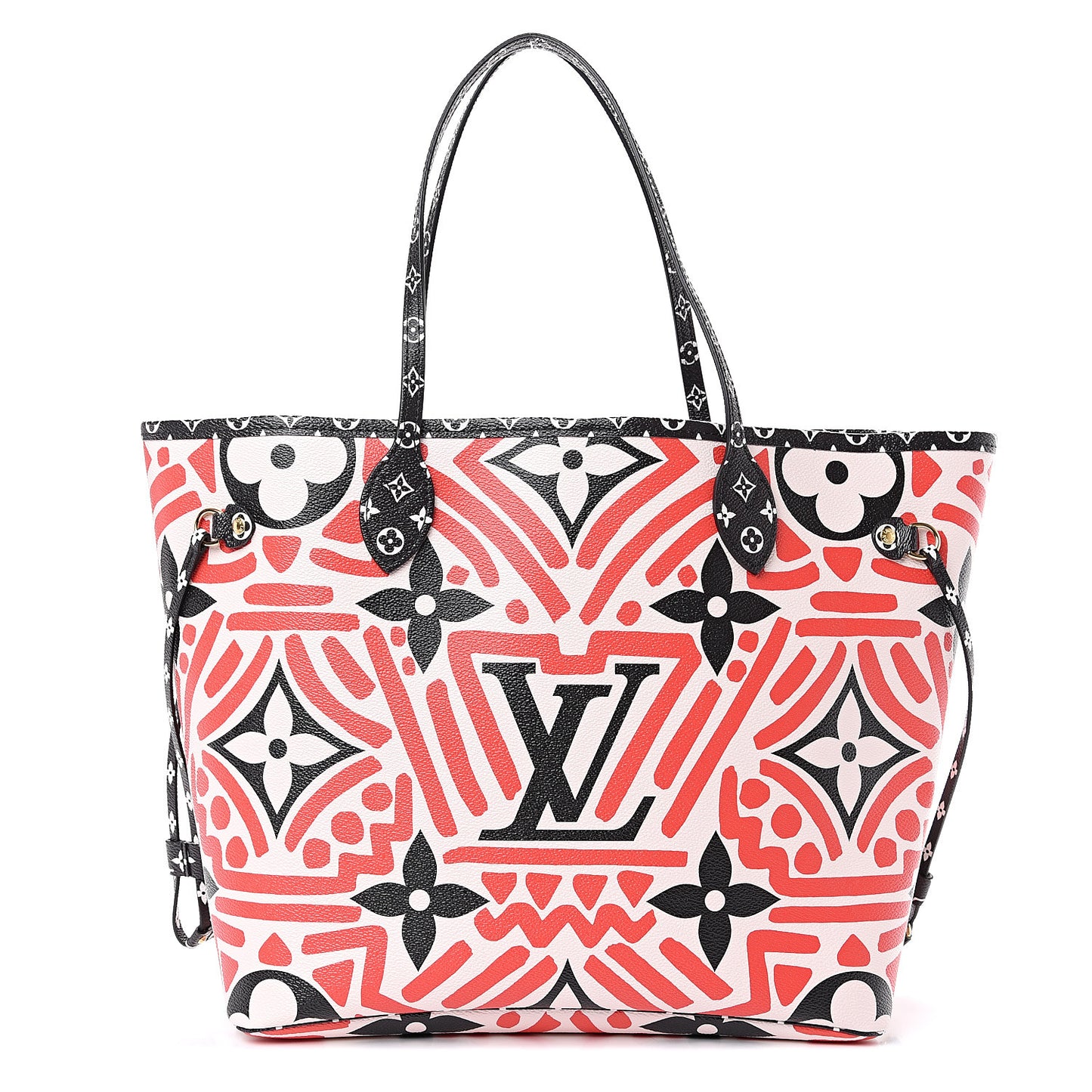 Monogram Giant Crafty Neverfull MM Creme Rouge Black