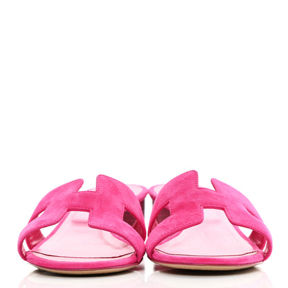 Hermes Suede Goatskin Oasis Sandals 37.5 Rose Fuchsia 2 of 12