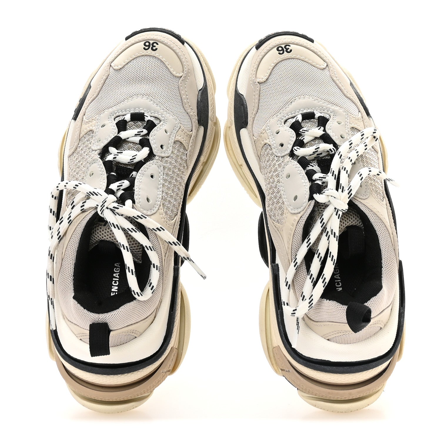 BALENCIAGA スニーカー 36 ベージュ/ブラック Balenciaga Fabric Mesh Womens Triple S Sneakers 36 Beige Black