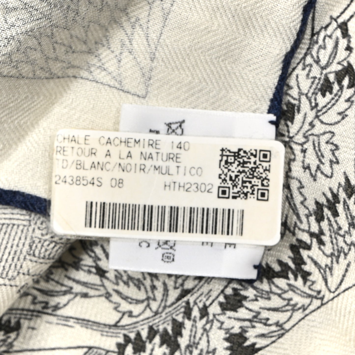Cashmere Silk Retour a la Nature Shawl 140 White Black Multicolor