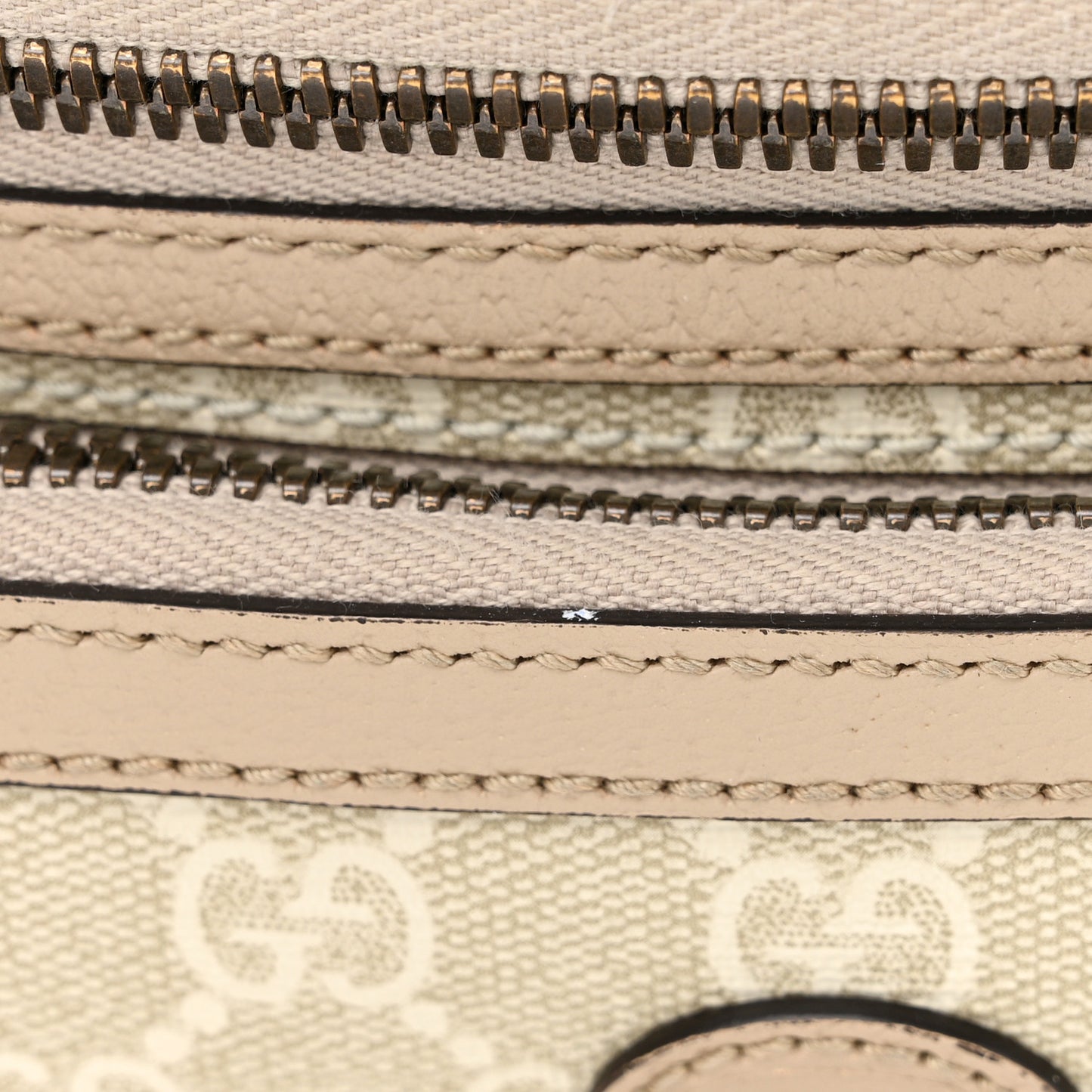 GG Supreme Monogram Textured Calfskin Web Retro Interlocking G Belt Bag Beige Mystic White Oatmeal