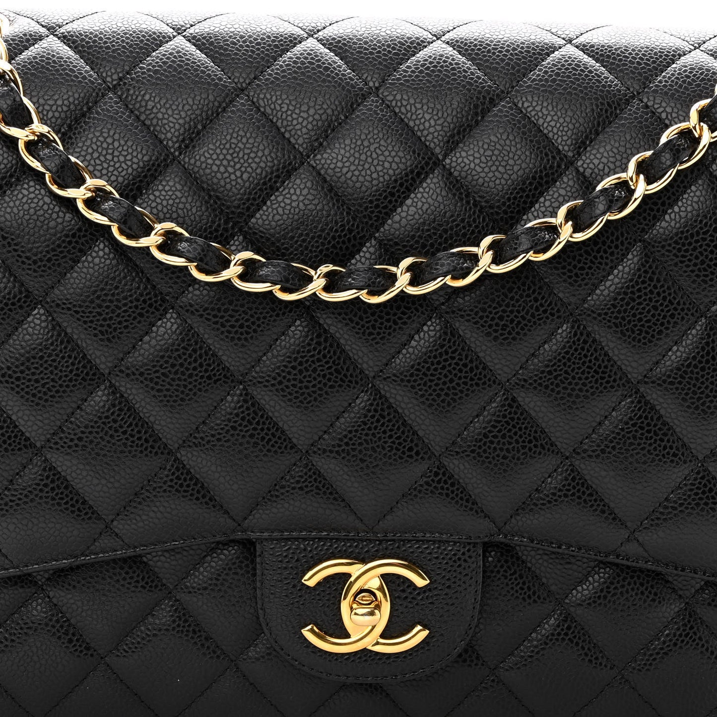 Caviar Quilted Maxi Double Flap Black