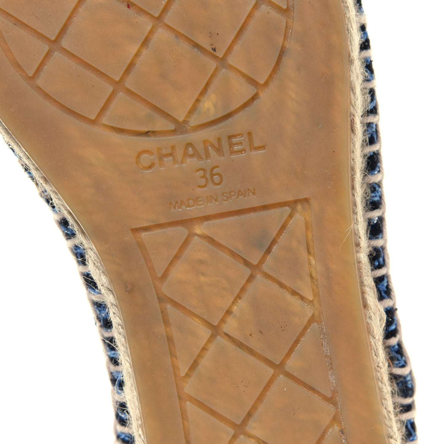 Grained Calfskin Tweed CC Espadrilles 36 Black Blue