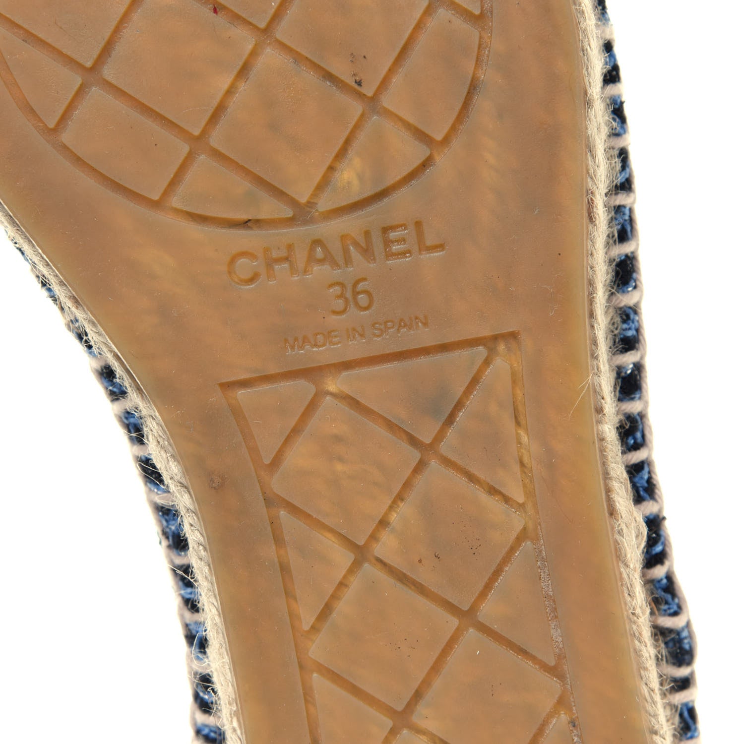 Chanel Grained Calfskin Tweed CC Espadrilles 36 Black Blue 6 of 7