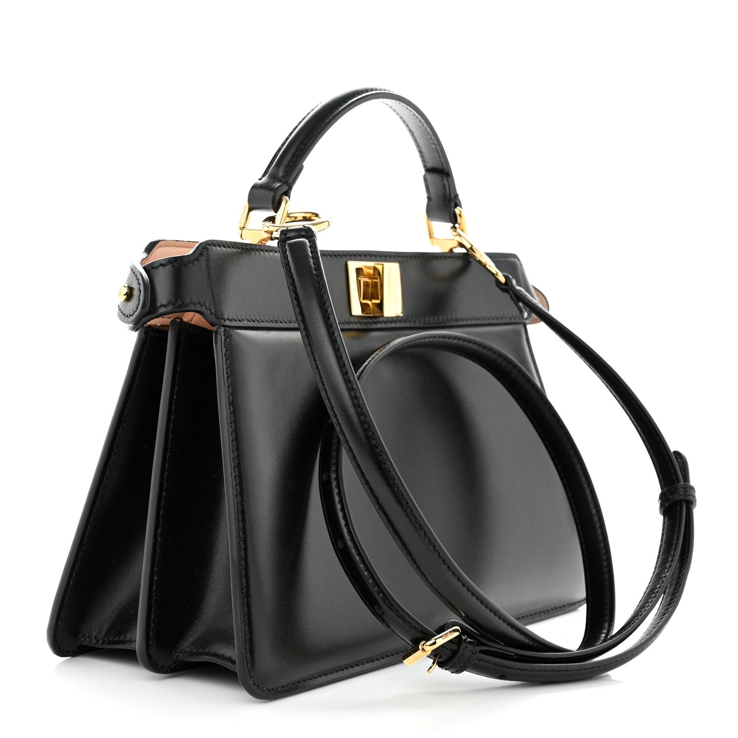 Vitello King Luxor Shiny Nappa Medium Peekaboo I SEE U East West Satchel Black Light Rose
