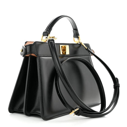 Fendi Vitello King Luxor Shiny Nappa Medium Peekaboo I SEE U East West Satchel Black Light Rose 3 of 9
