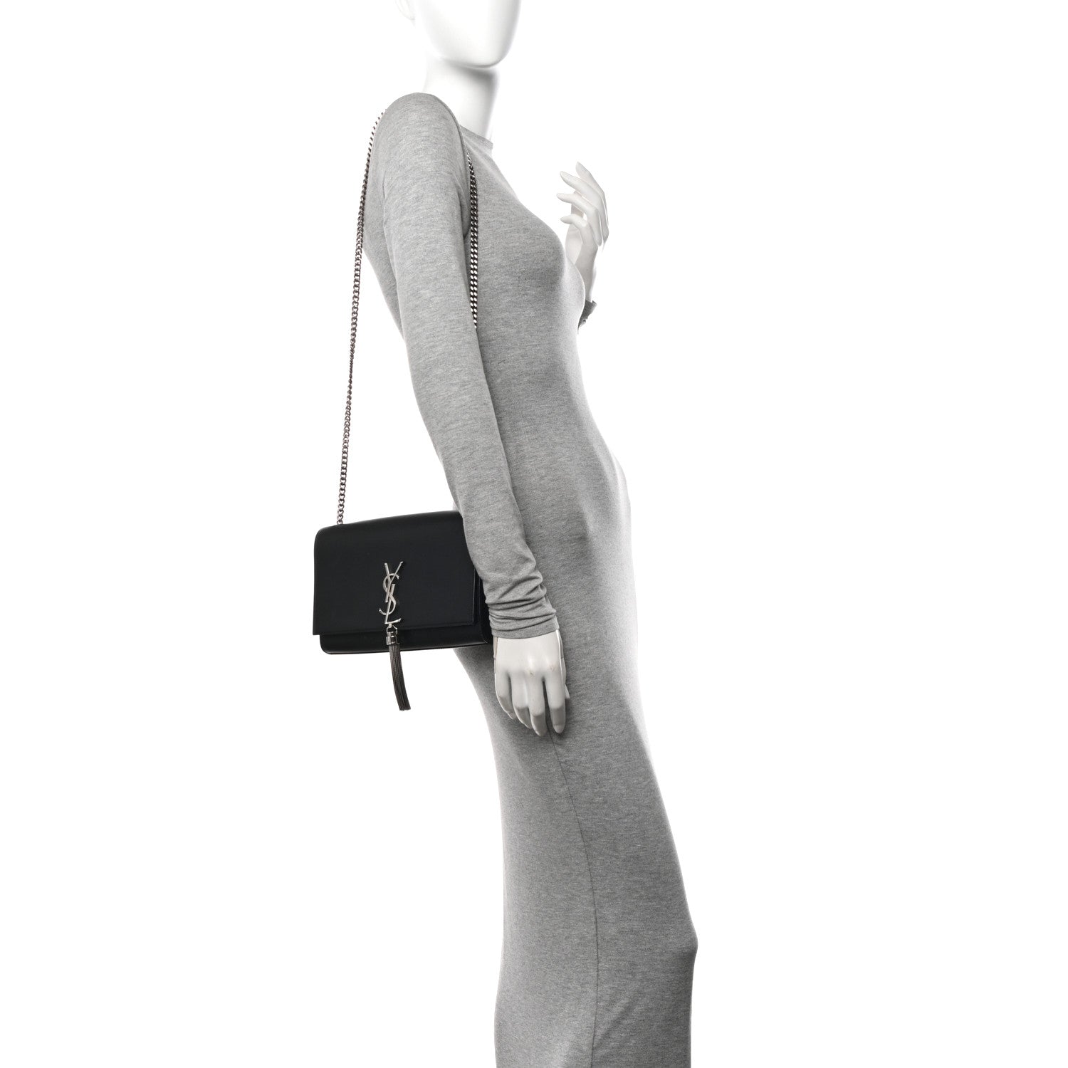 Saint Laurent Smooth Calfskin Medium Classic Monogram Kate Tassel Satchel Black 2 of 11