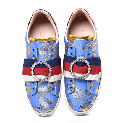 Gucci Lurex Jacquard Crystal Sylvie Web Branches Womens Ace Sneakers 36 Pervinca Gold 5 of 10