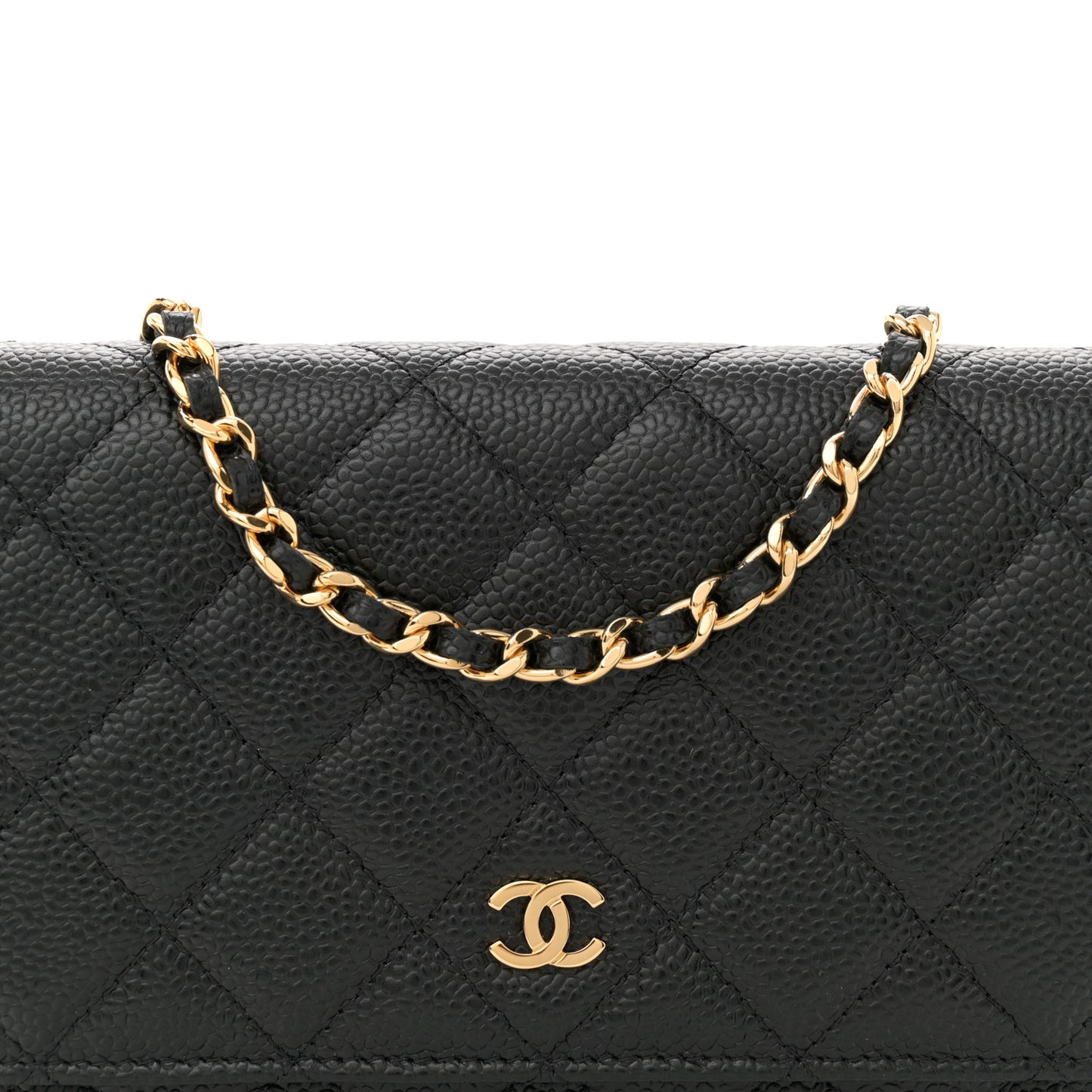 Caviar Quilted Wallet On Chain WOC Black