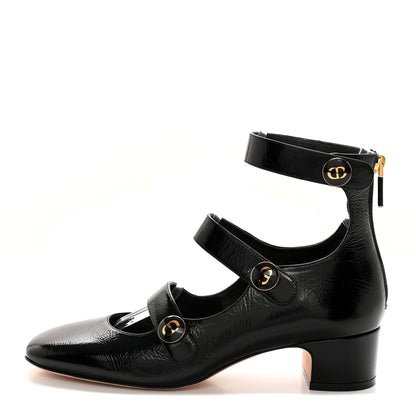 Christian Dior Crinkled Calfskin D-Doll 55mm Ankle Strap Pumps 37.5 Black 1 of 13