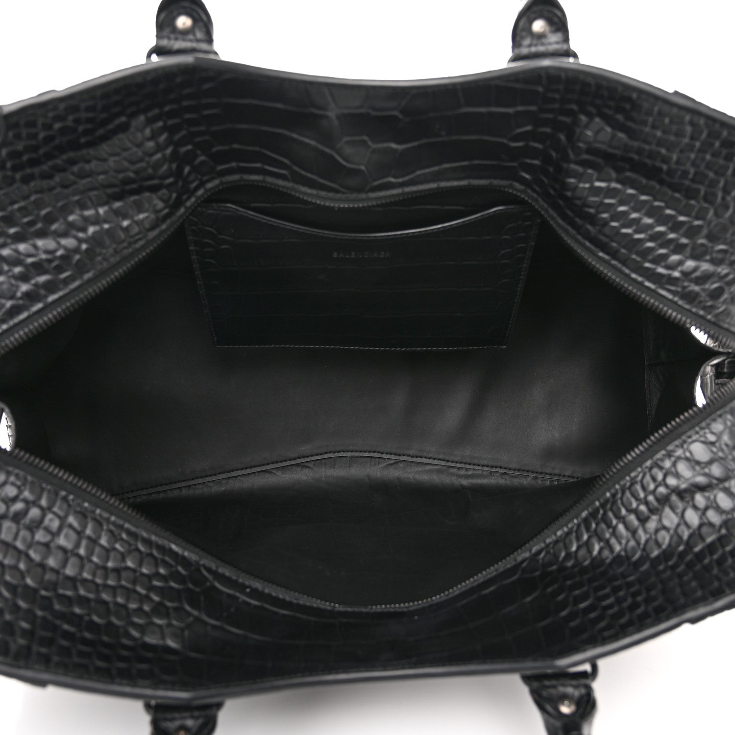 Balenciaga Semi Matte Calfskin Crocodile Embossed Neo Classic Black Hardware Large City Black 5 of 11