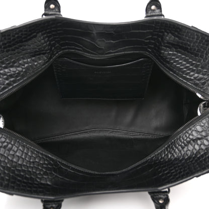 Balenciaga Semi Matte Calfskin Crocodile Embossed Neo Classic Black Hardware Large City Black 5 of 11