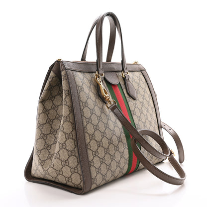 Gucci GG Supreme Monogram Web Medium Ophidia Tote Bag Brown 3 of 10