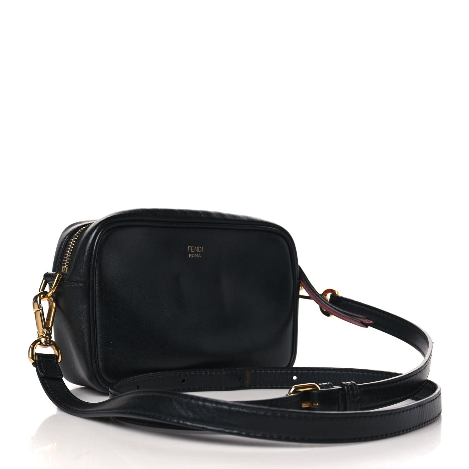 Fendi Vitello Century Bi-Color FF 1974 Embossed Mini Camera Case Maya Black 3 of 9