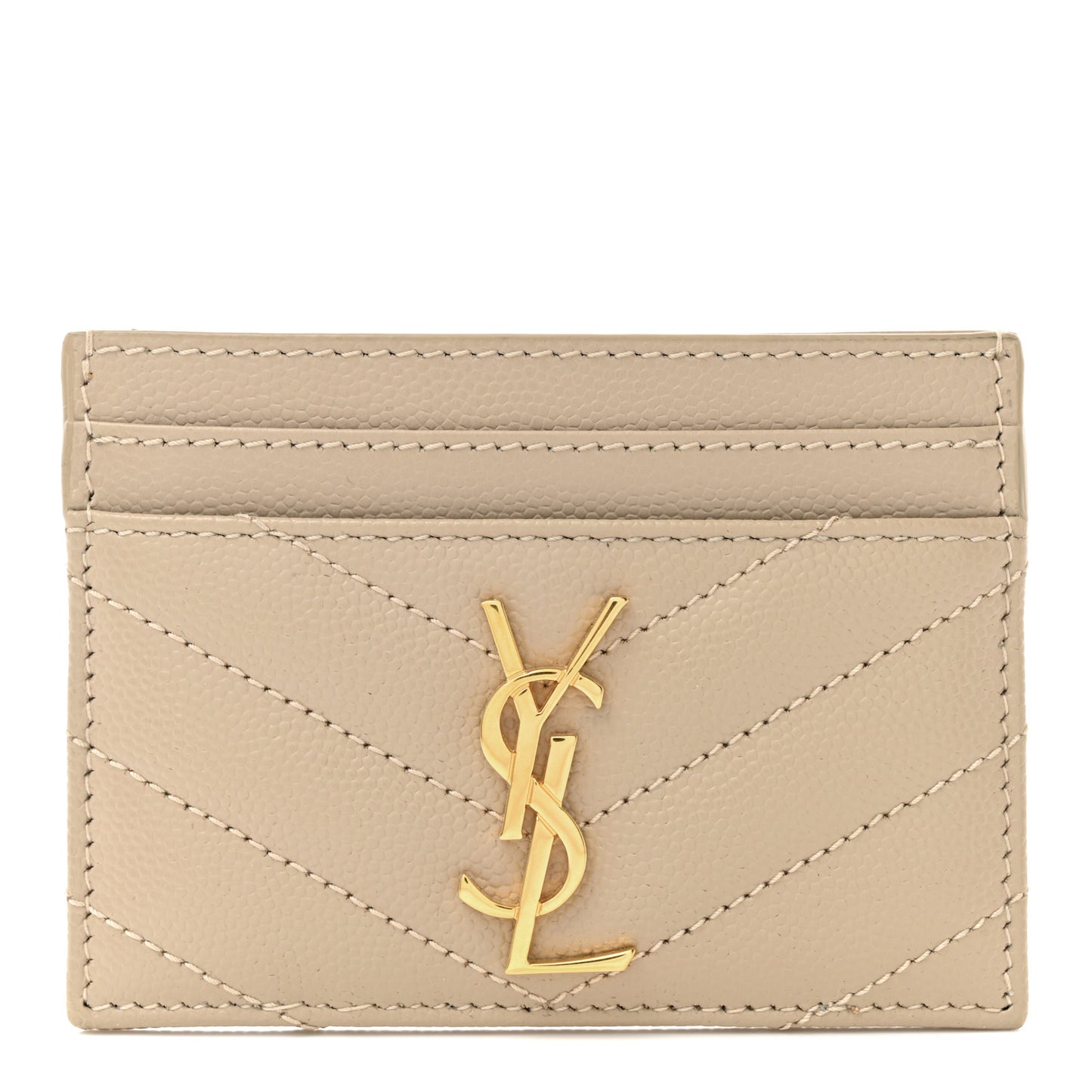 Grain De Poudre Matelasse Chevron Monogram Credit Card Case Sea Salt