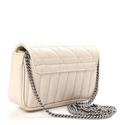 Gucci Calfskin Matelasse Aria Super Mini GG Marmont Shoulder Bag Mystic White 2 of 10