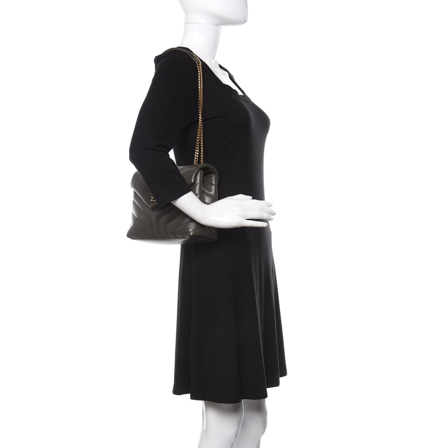 Calfskin Y Quilted Monogram Small Loulou Chain Satchel Pebble