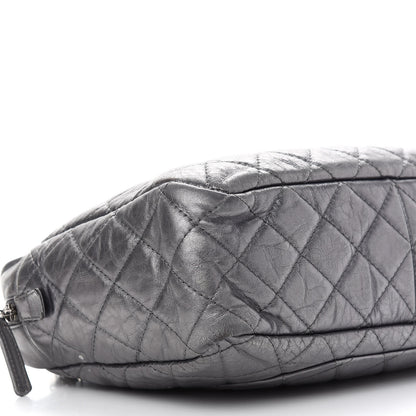Chanel Metallic Aged Calfskin Quilted Large Reissue Camera Case Silver 8 of 11