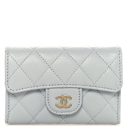 Chanel Caviar Quilted Flap Card Holder Wallet Light Blue 1 of 9