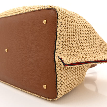 Valentino Garavani Raffia Grained Calfskin Medium Rockstud Vlogo Tote Naturale 10 of 11