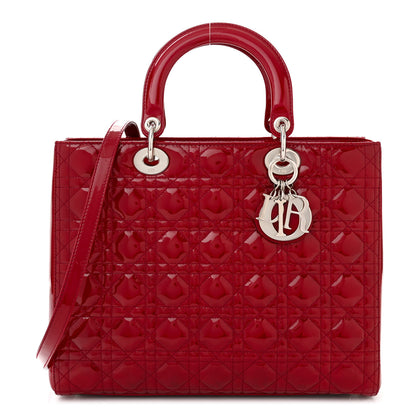 Christian Dior Patent Cannage Large Lady Dior Red 1 of 12