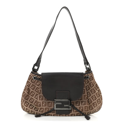 Fendi Zucchino Vitello Drawstring Shoulder Bag Testa di Moro Beige 1 of 10
