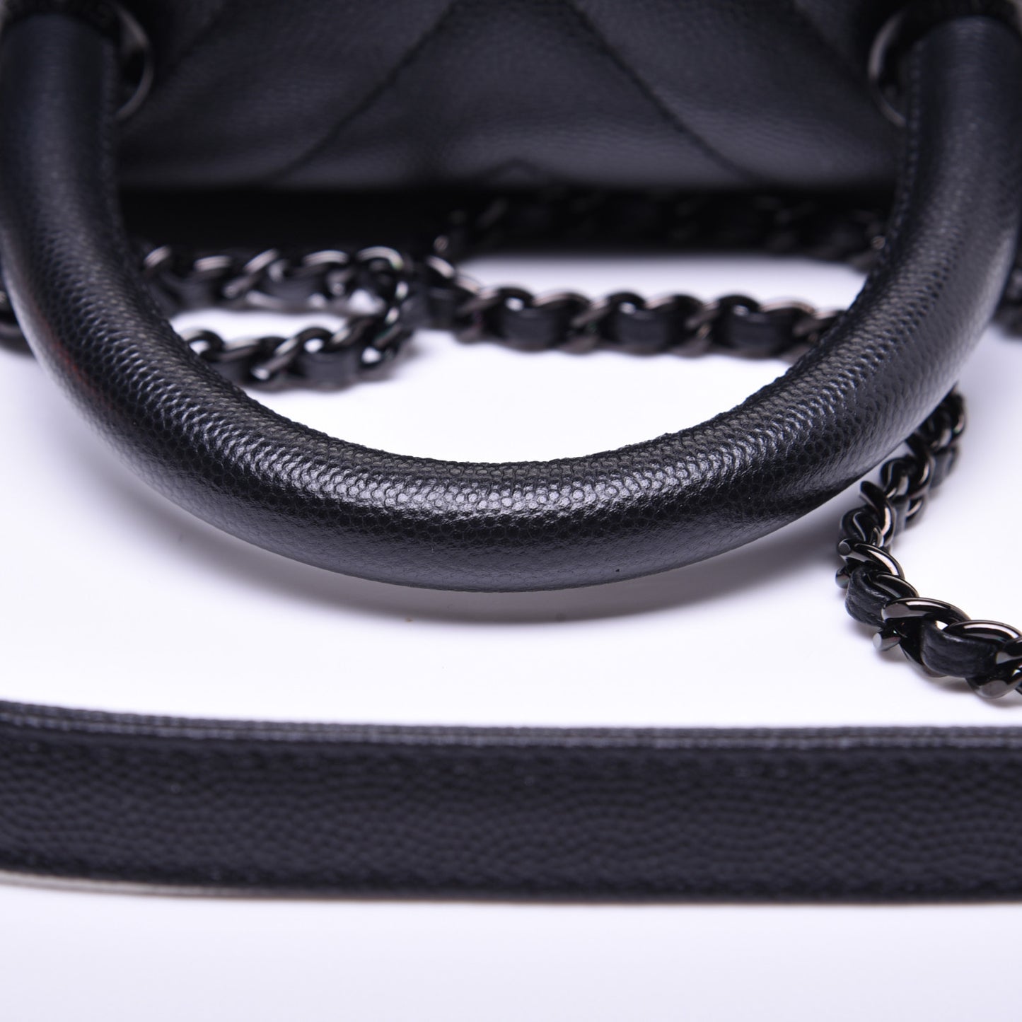 Caviar Chevron Quilted Mini Coco Handle Flap So Black