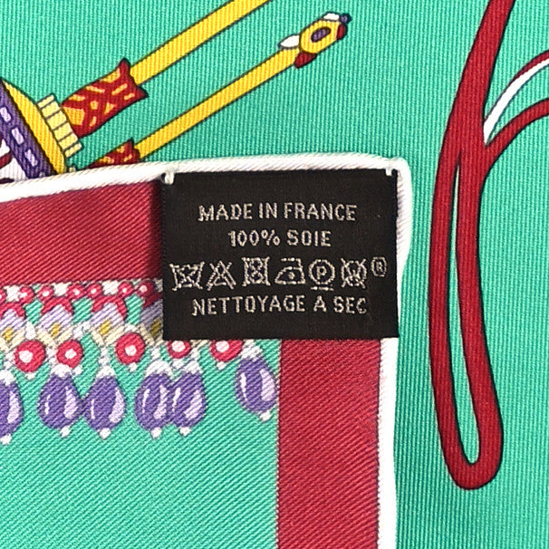 Hermes Silk Coupe De Gala Pocket Square Menthol Jaune Bordeaux 4 of 4