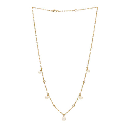David Yurman 18K Yellow Gold Pearl Diamond Petite Perle Fringe Necklace 2 of 3