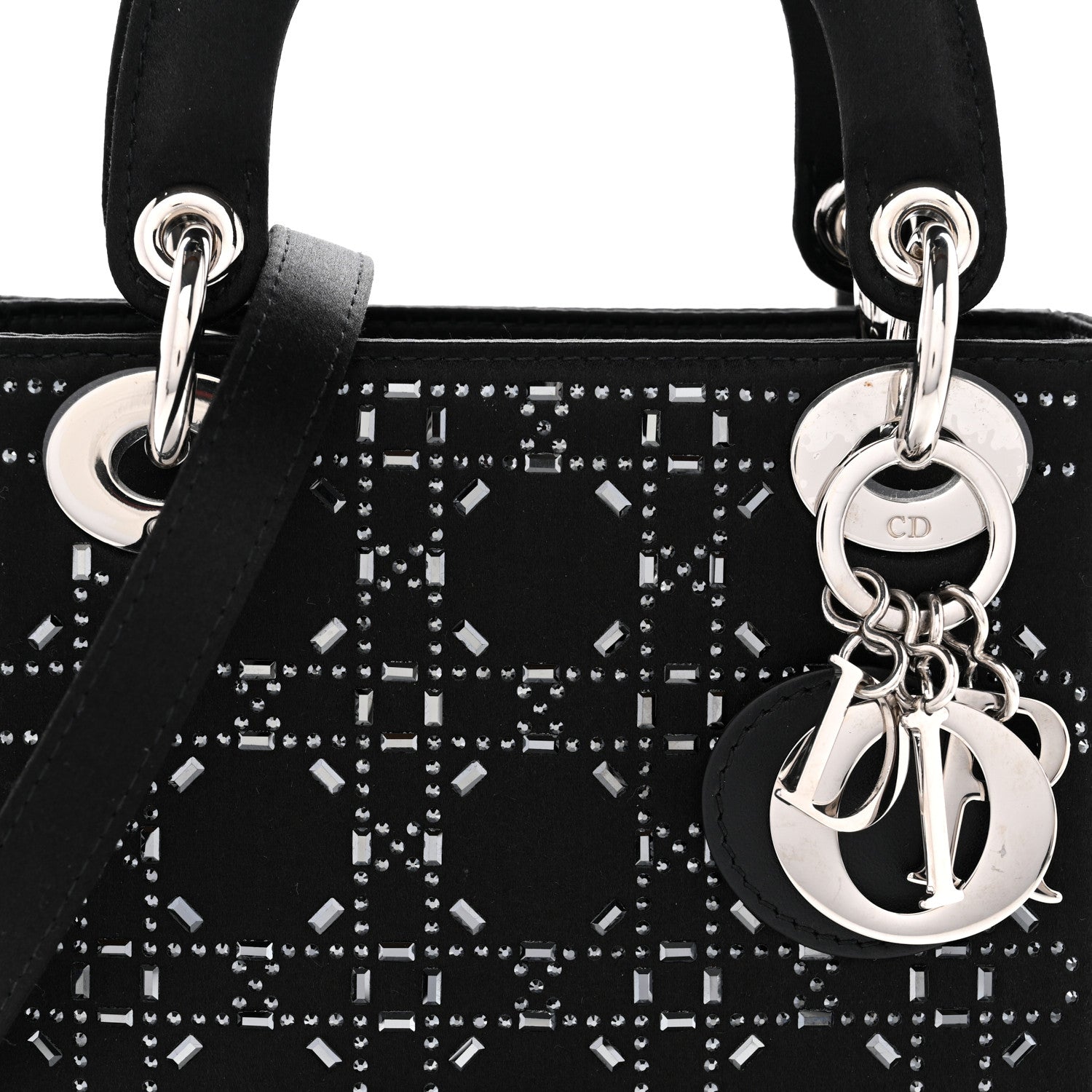 Christian Dior Satin Crystal Cannage Mini Lady Dior Black 8 of 13