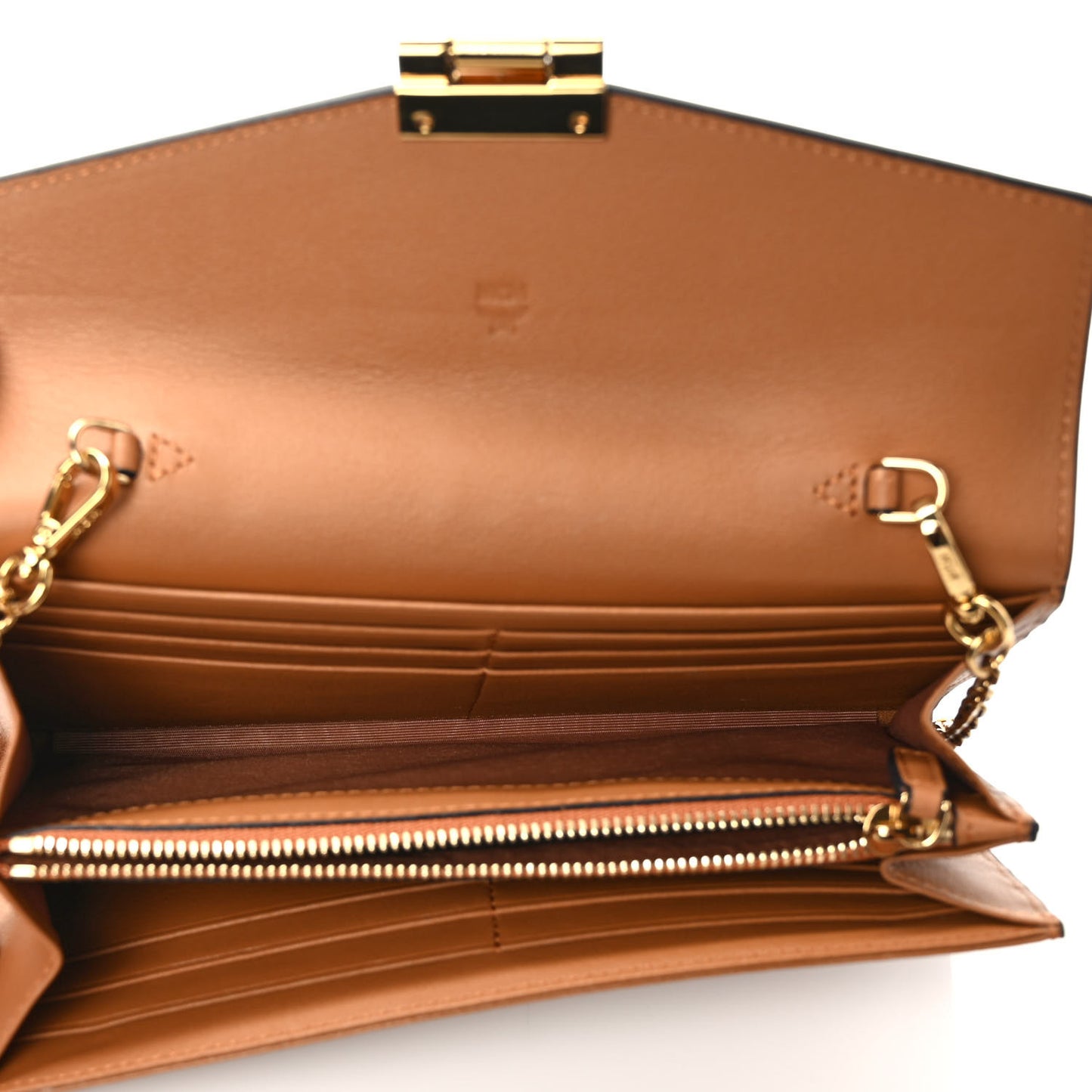 Visetos Large Patricia Love Patch Wallet On Chain Cognac