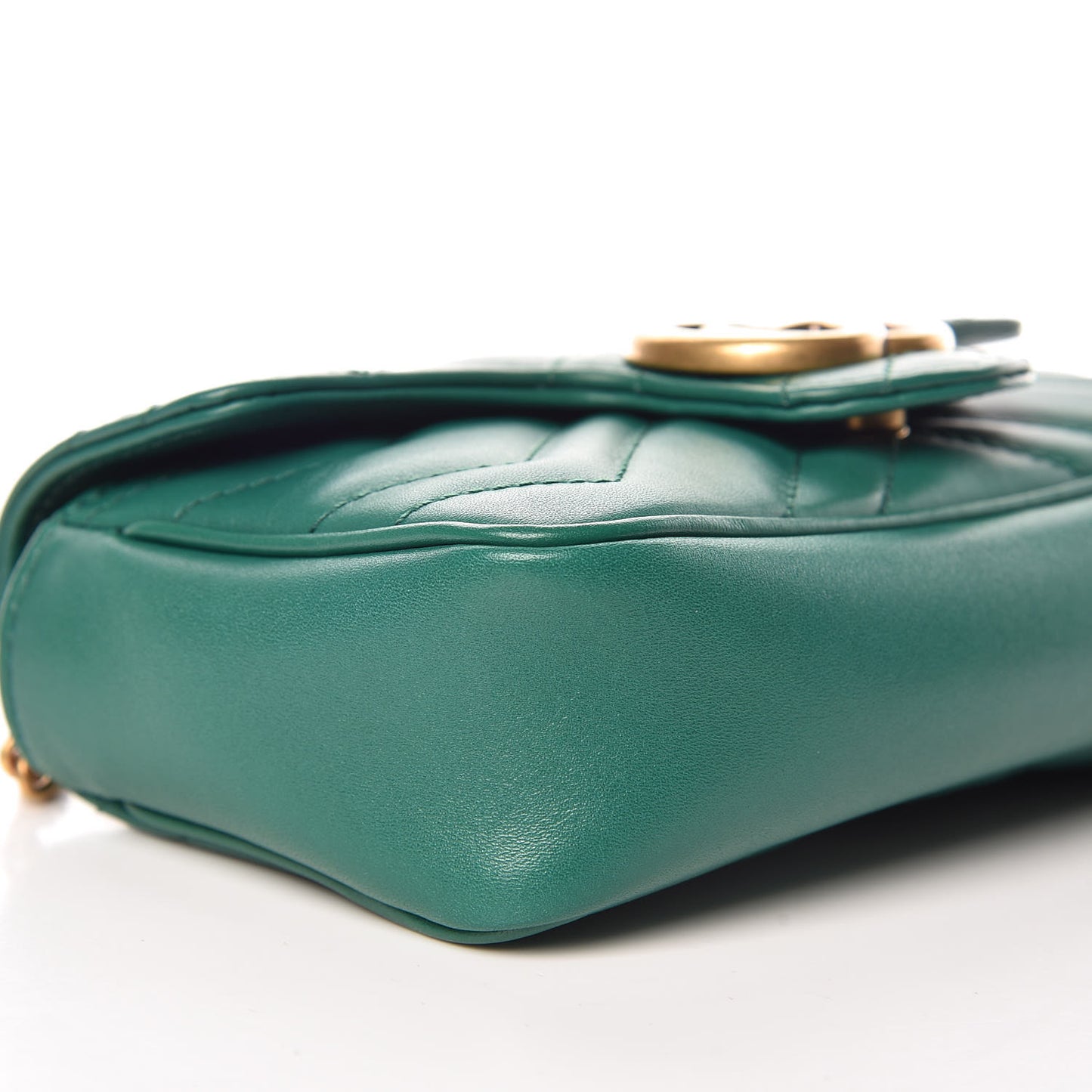 Calfskin Matelasse Super Mini GG Marmont Shoulder Bag Emerald Green