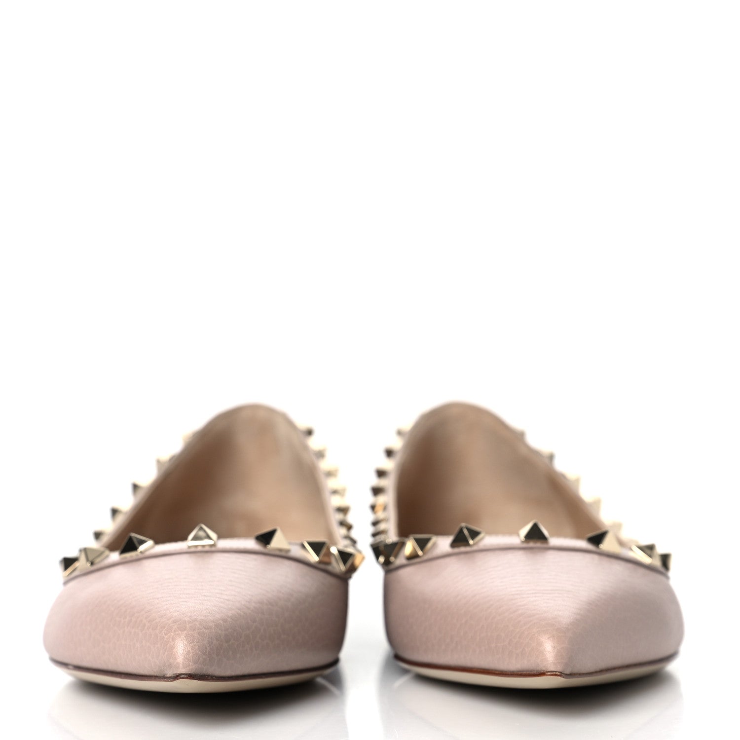 Valentino Garavani Pebbled Calfskin Rockstud Ballerina Flats 38.5 Poudre 2 of 8