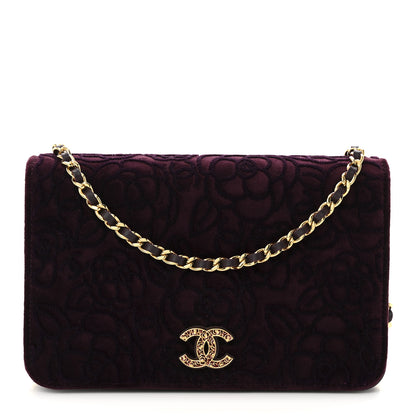 Chanel Velvet Metiers D'Art Wallet On Chain WOC Burgundy 1 of 12