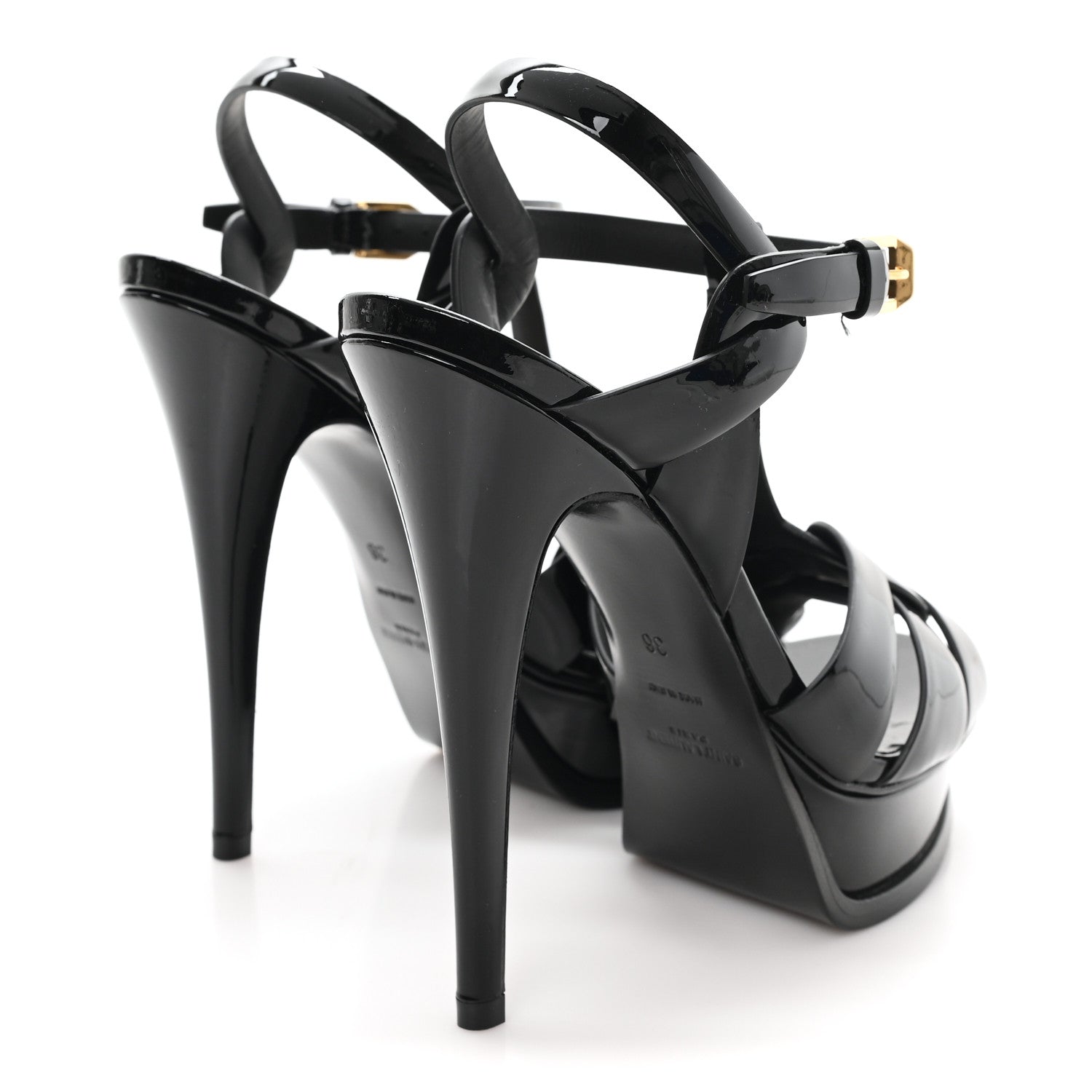 Saint Laurent Patent Tribute 105 Platform Sandals 36 Black 4 of 10