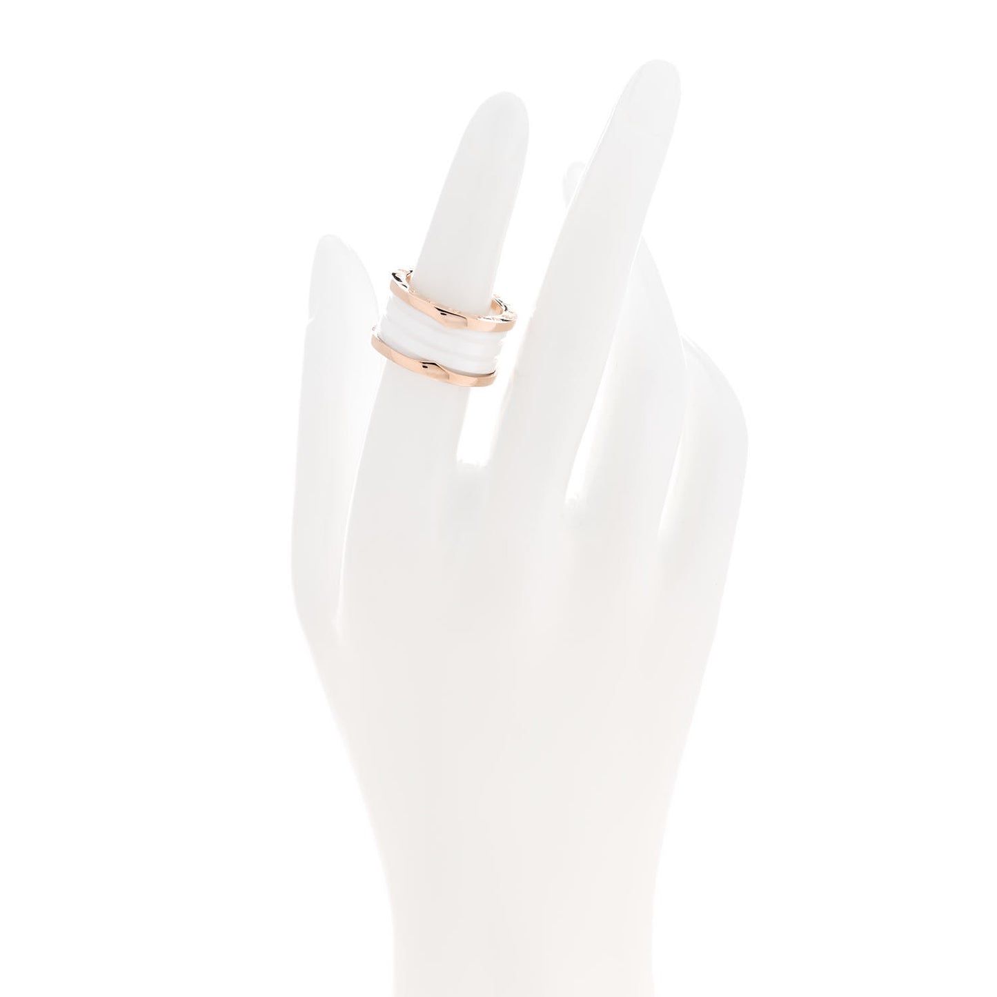 18K Rose Gold White Ceramic B.Zero1 Four-Band Ring 53 6.5