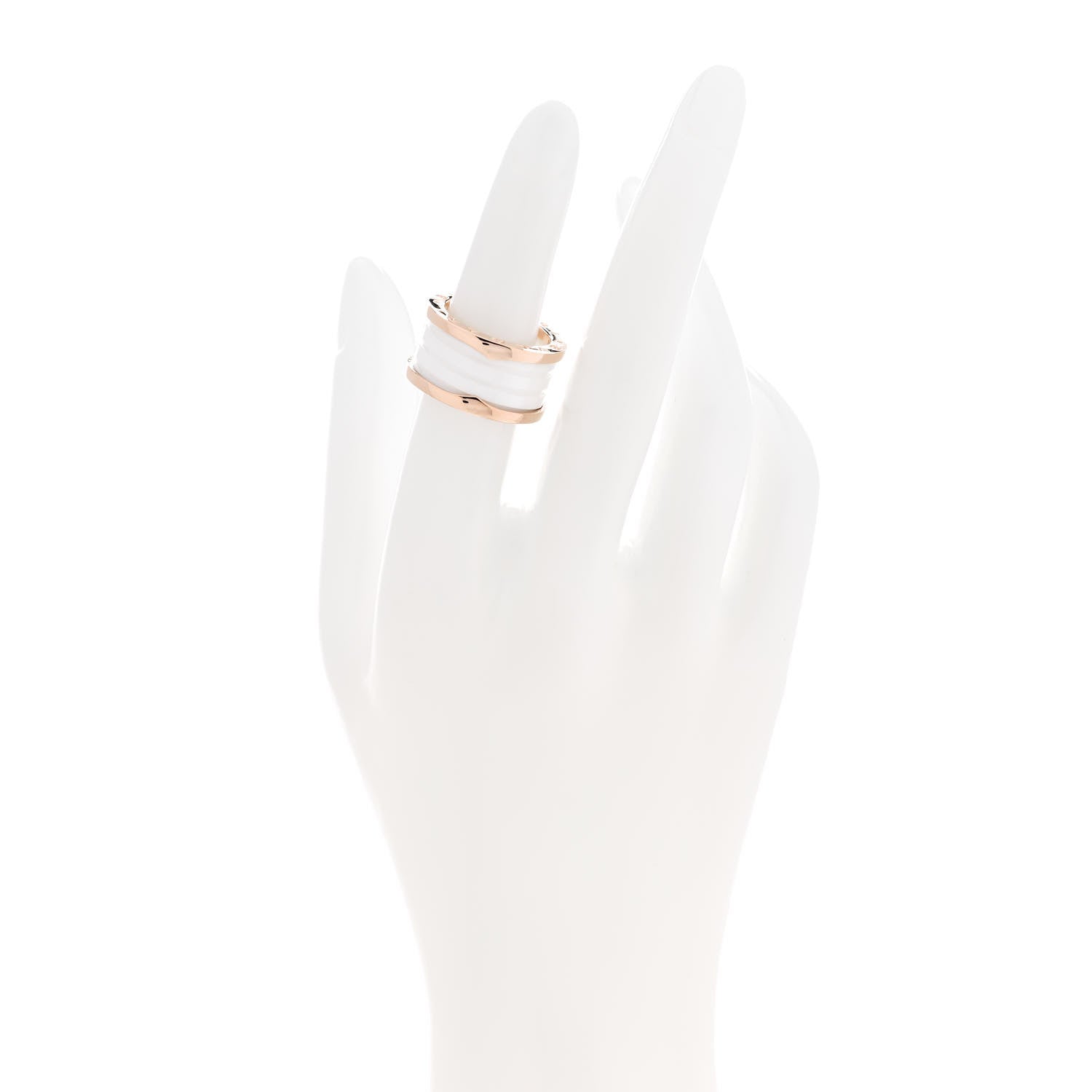 Bulgari 18K Rose Gold White Ceramic B.Zero1 Four-Band Ring 53 6.5 2 of 6