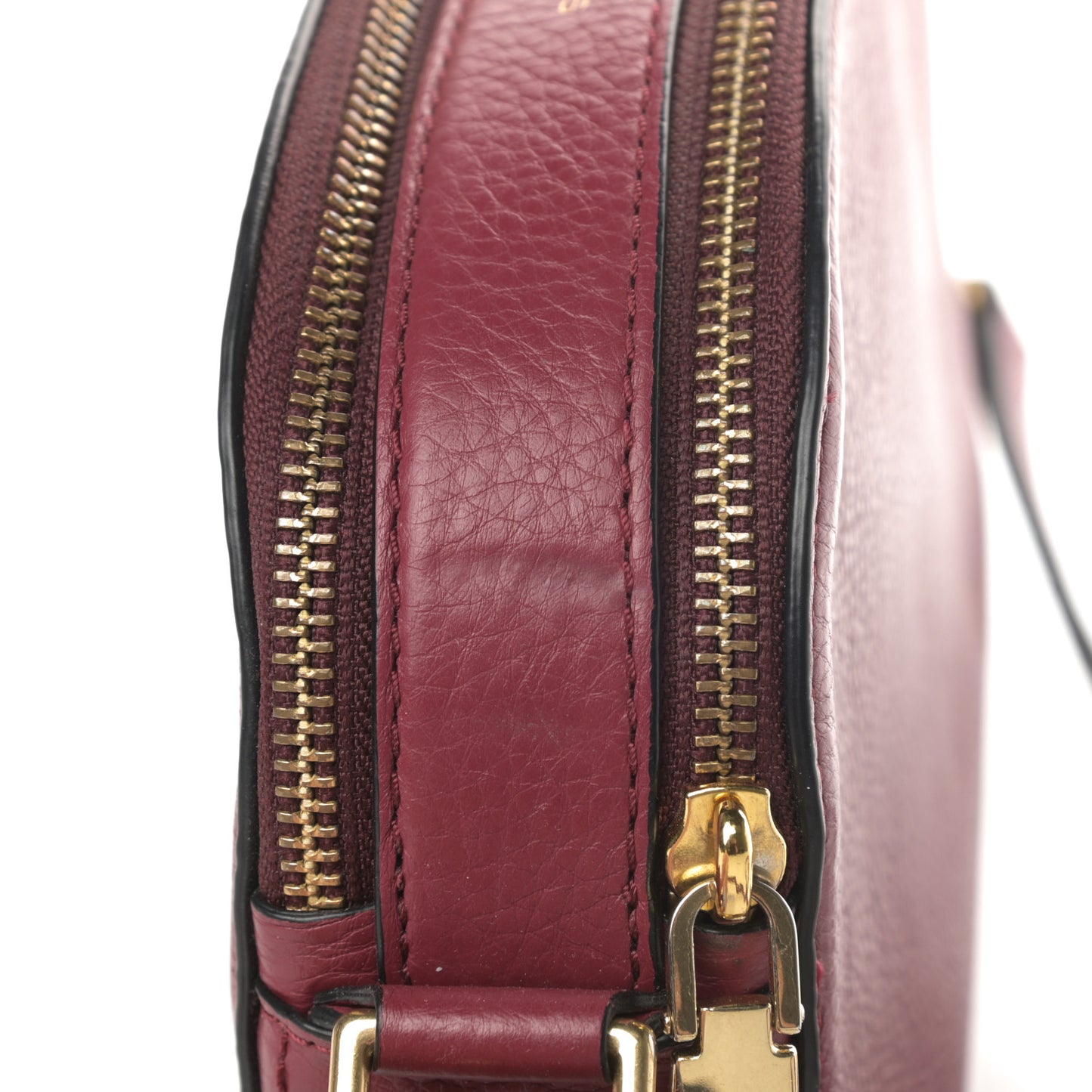 Calfskin Shutter Camera Crossbody Bag Deep Maroon