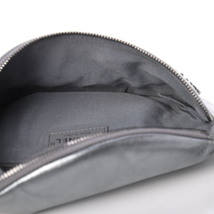 Chanel Metallic Crumpled Calfskin Chain 20s Signe Waist Bag Silver 4 of 4