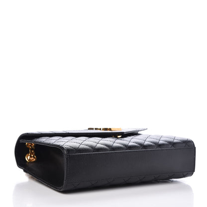Saint Laurent Grain De Poudre Textured Mixed Matelasse Triquilt Medium Monogram Satchel Black 4 of 6